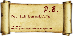 Petrich Barnabás névjegykártya